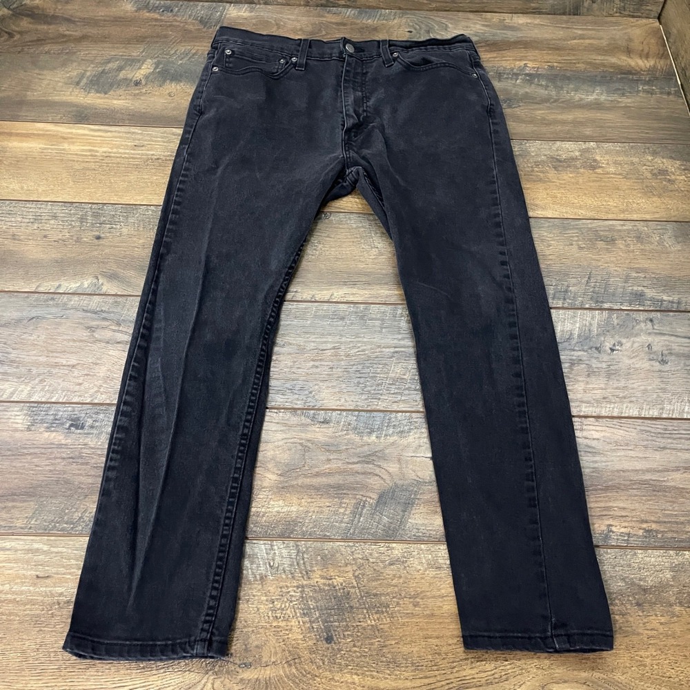 Levis 510 Skinny Fit Jeans Mens 36x30 Washed Black Denim Grunge Street Western